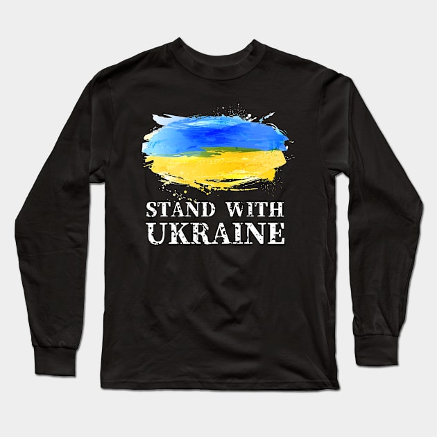 I Stand With Ukraine Long Sleeve T-Shirt by Marina_Povkhanych_Art